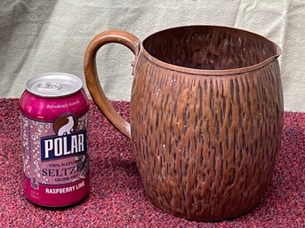 Solid Copper Drink Pitcher - Cool Bark Design Texture VINTAGE