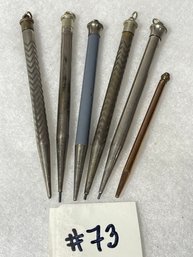 Lot Of 6 Antique Reliance-Doran Metal Mechanical Pencils (Lot #3)