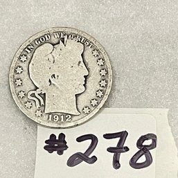 1912 Barber Half Dollar - Antique American Silver Coin