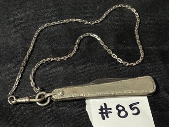 Vintage 2 Blade Fob Pocket Knife With Chain MSR, Made In USA