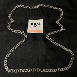 30' Sterling Silver Chain Necklace 'Mariner' Pattern - Made In Italy