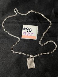 Sterling Silver Chain Necklace Pendant - Possibly Arabic Qur'an Verse