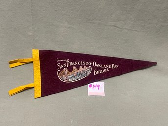 Souvenir Of San Francisco - Oakland Bay Bridge Felt Pennant - Vintage