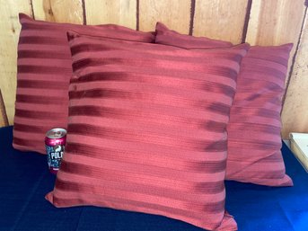 Set Of 3 Red Down Throw Pillows