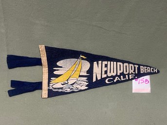 Newport Beach, California Felt Pennant - Vintage