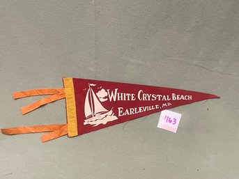 White Crystal Beach - Earleville, Maryland Felt Pennant - Vintage