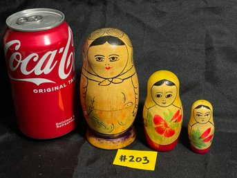 Set Of 3 Russian Nesting Dolls - Vintage Matryoshka USSR