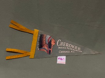 Cherokee Indian Reservation, North Carolina Felt Pennant - Vintage