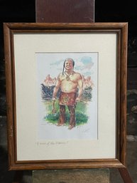 'A Man Of The Plains' Vintage Native American Print - Signed
