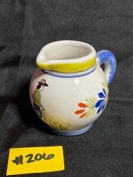 Quimper Hand Painted Creamer, Small Pitcher FRANCE Vintage