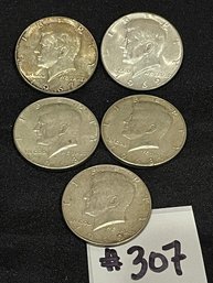 (Lot Of 5) 1960s JFK Kennedy Half Dollars
