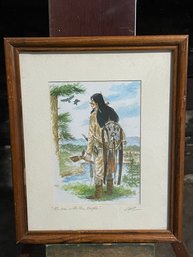 'At One With The Eagles' Vintage Native American Print - Signed
