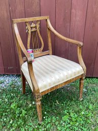 Antique Carved Wood Armchair - Lyre Back