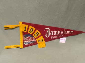 1957 Jamestown, Virginia Felt Pennant - Vintage