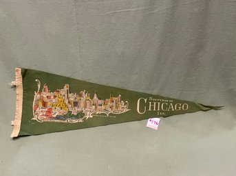 Souvenir Of Chicago, IL Felt Pennant - Vintage