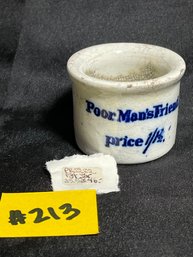 'Poor Man's Friend' Antique Mini Crock Jar - Quack Medicine