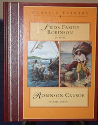 Swiss Family Robinson & Robinson Crusoe 1996 Classic Library Illustrated Book