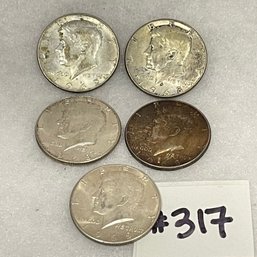 (Lot Of 5) 1960s JFK Kennedy Half Dollar Coins