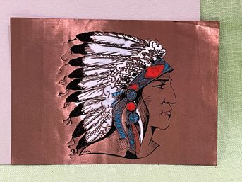 Indian Chief Vintage Painting On Copper Sheet
