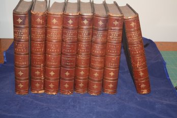 (Set 0f 8) Johnson's New Universal Cyclopedia Antique Leather Bound Books