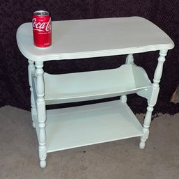 Vintage Lamp Table With Bookshelf Storage - Painted White Shabby Chic