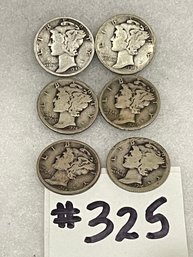 (Lot Of 6) Mercury Dimes - United States Silver Coins