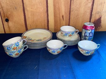 Vintage Lusterware Set - 5 Cups, Saucers, Bread Plates JAPAN