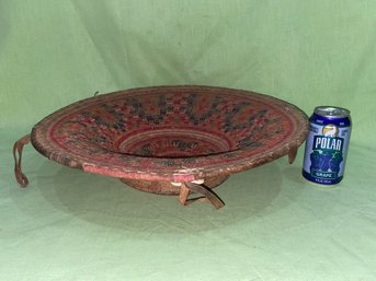 Fantastic Antique Woven African Basket With Shell Embellishments