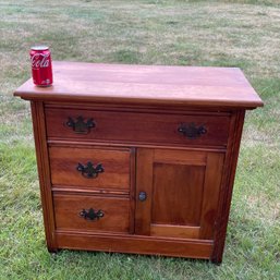 Antique 19th Century 3 Drawer Cabinet, Washstand With Casters