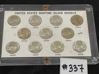 UNITED STATES WARTIME SILVER NICKELS Coin Set