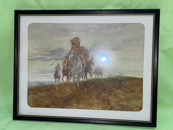 Native Plains Indians On Horses Framed Print