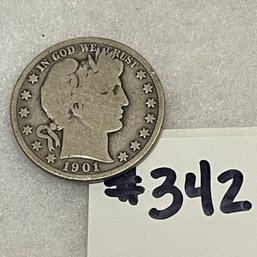 1901 Barber Half Dollar - Antique Silver U.S. Coin