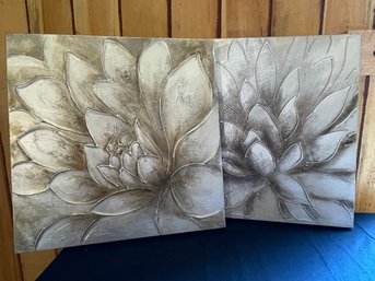 (Set Of 2) Large Flower Canvas Prints 24' X 24'