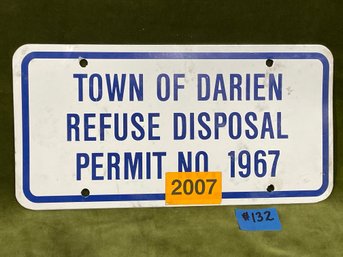TOWN OF DARIEN REFUSE DISPOSAL PERMIT - Connecticut License Plate