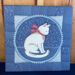 Cute Kitty Cat Quilted Wall Hanging - VINTAGE