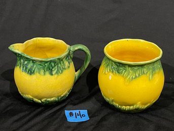 Antique Wannopee/New Milford Pottery Cream & Sugar Bowl Set