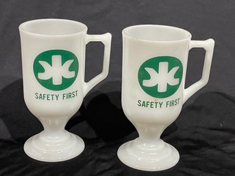 Kimberly Clark 'Safety First' Irish Coffee Milk Glass Mugs