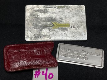 AMTRAK Metal Train Fare Card & CHARGA-PLATE Vintage