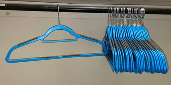 Lot Of 28 Blue Gripper Plastic Clothes Hangers