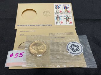 1975 Bicentennial First Day Cover Stamps & Paul Revere Medal