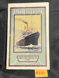 1924 S. S. 'DROTTNINGHOLM' Swedish American Line Passenger List