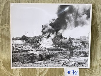 'EN ROUTE TO NAHA' Flame Throwing Tanks WWII Original Press Photo