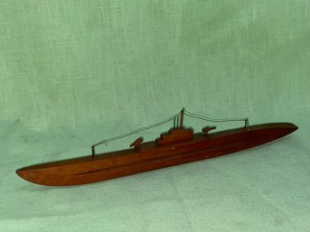 Vintage Hand Crafted Wood Military Ship, Boat Model #2