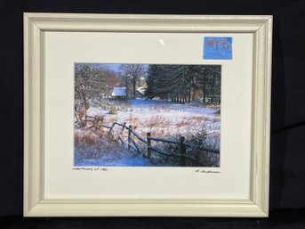 Newtown, CT 'Snowy Farm' Framed Photo 1992