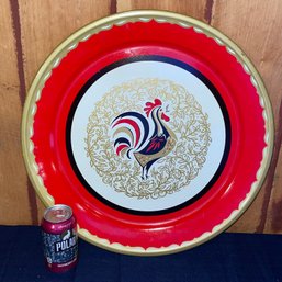 Large Mid-Century ROOSTER Metal Serving Tray