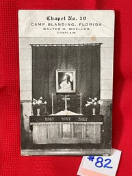 Chapel No. 19 CAMP BLANDING, FLORIDA Soldier's Mail Vintage Postcard