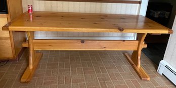 Wide Plank Pine Trestle Kitchen/Dining Table, Farm Table Style