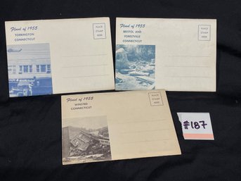Connecticut Flood Of 1955 - Set Of 3 Disaster View Postcard Folders