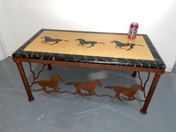 Wild Horses Coffee Table With Iron Base