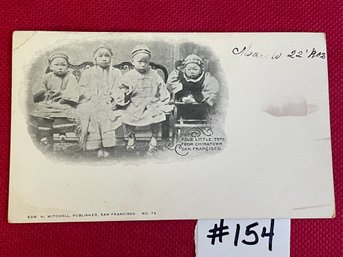 'Four Little Tots From Chinatown, San Francisco' Antique Private Mailing Card (1898-1901) Postcard